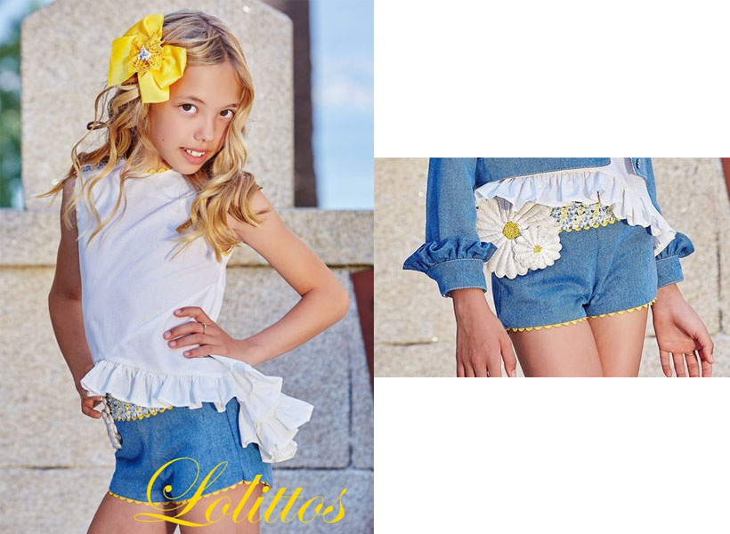 Short para niña margarita detalles amarillos Lolittos Primavera Verano